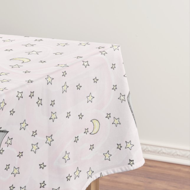 Pink Bats Spooky Cute Baby Halloween Tablecloth (In Situ)