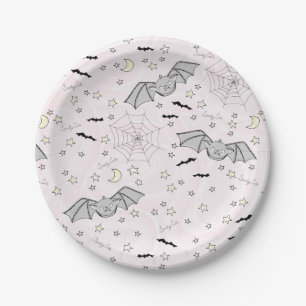 Pink Batty, Stars & Moons Spooky Cute Paper Plate