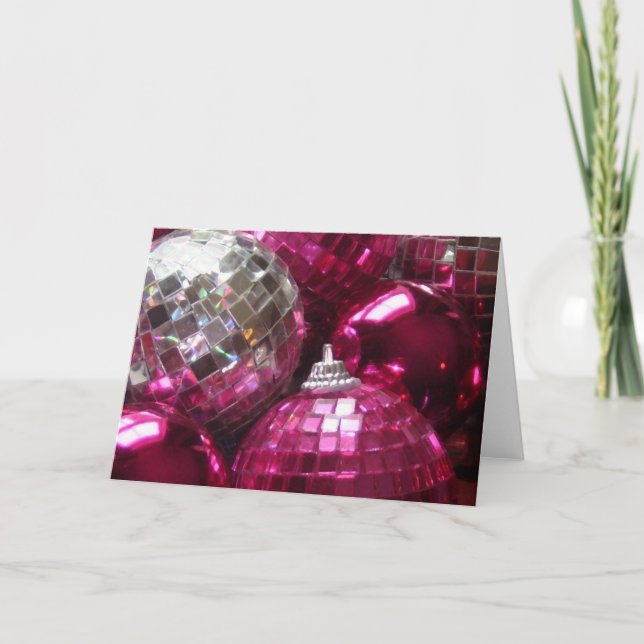 Pink Baubles greetings card (Front)