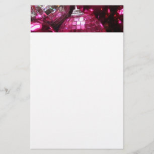 Pink Baubles header stationery white