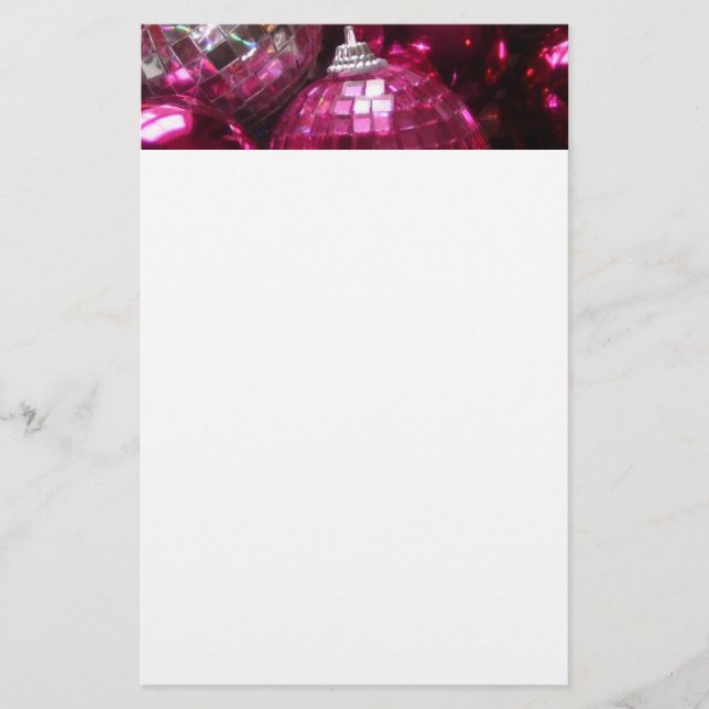 Pink Baubles header stationery white (Front)