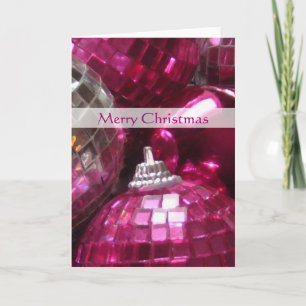 Pink Baubles 'Merry Christmas' card portrait