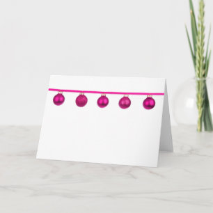 Pink Baubles on Ribbon Christmas Card