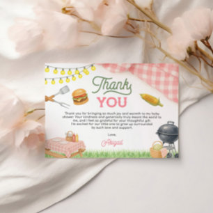 Pink BBQ Baby Shower 5x3.5 Thank You Card