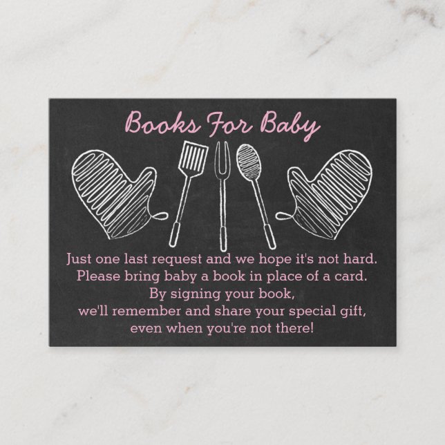 Pink BBQ Baby Shower Book Request Cards (Front)