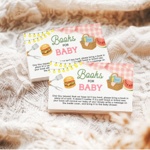 Pink BBQ Baby Shower Books for Baby Enclosure Card