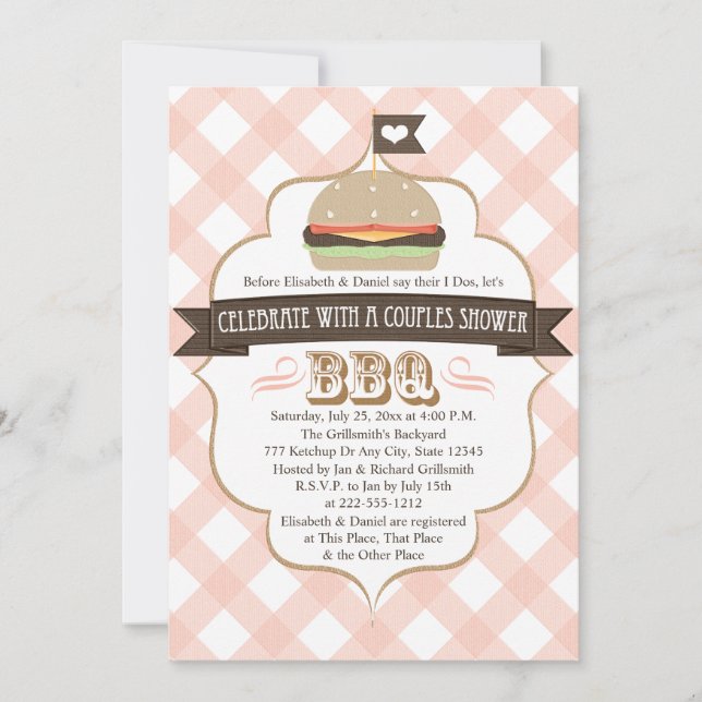 Pink BBQ Couples Wedding Shower Invitations (Front)
