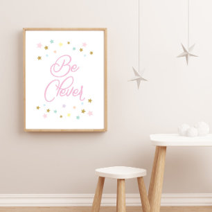 Pink Be Clever Stars Kids Nursery Wall Decor