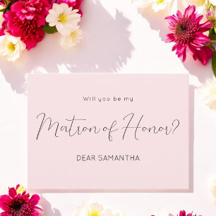 Pink Be My Matron of Honour Script Invitation