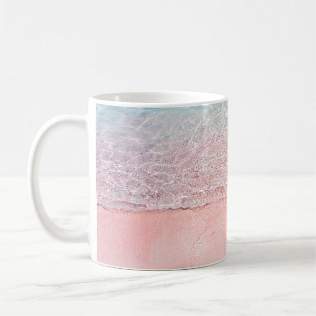 Pink Beach and Splash Wave Coffee Mug (Left)