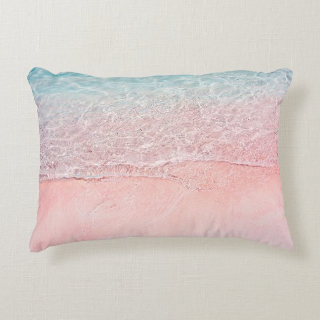 Pink Beach and Splash Wave Decorative Cushion (Front)