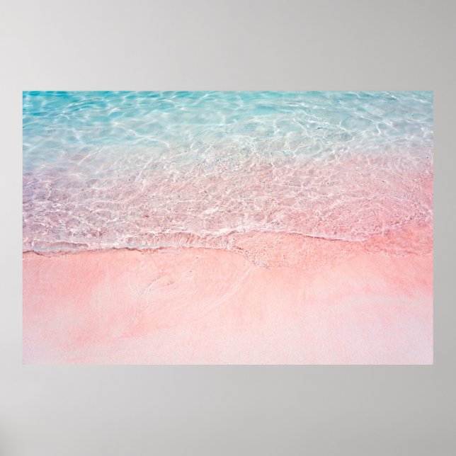 Pink Beach and Splash Wave Poster (Front)