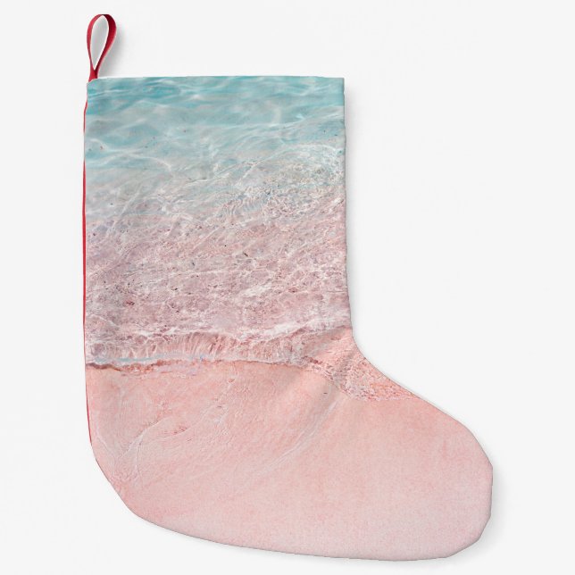 Pink Beach and Splash Wave Small Christmas Stocking (Front)