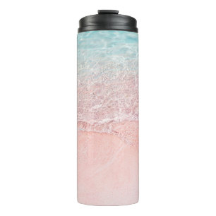 Pink Beach and Splash Wave Thermal Tumbler
