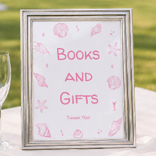 Pink Beach Baby Shower Books and Gifts Poster