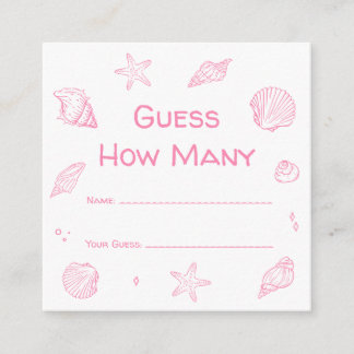 Pink Beach Baby Shower Guess How Many Game Enclosure Card