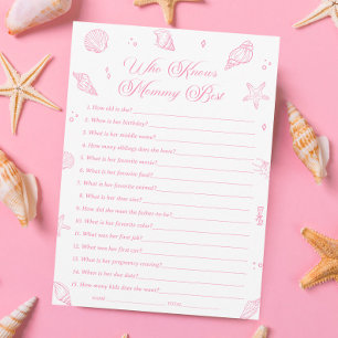 Pink Beach Baby Shower Who Knows Mommy Best Game Invitation