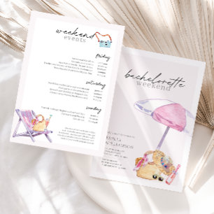 Pink Beach Bachelorette Party Weekend  Invitation