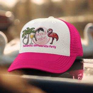 Pink Beach Bride Wedding Faux Patch Bachelorette Trucker Hat