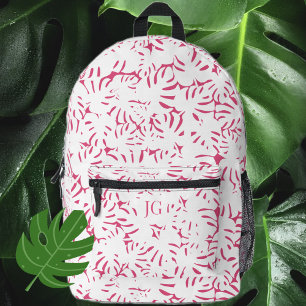 Pink Beach Coastal Tropical Leaves Backpack