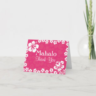 Pink Beach Flowers Wedding Thank You Cards