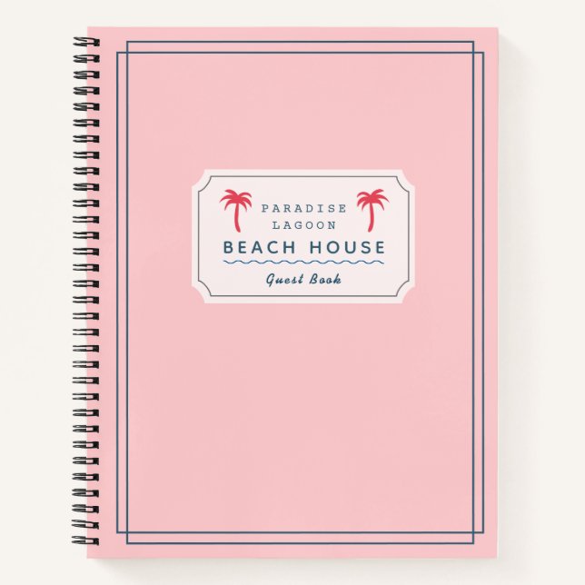Pink Beach House Vacation Rental Guest Book (Front)