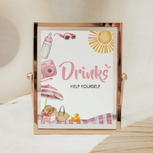 Pink Beach Summer Baby Shower Drinks Poster