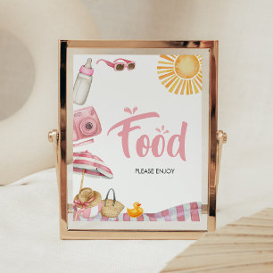 Pink Beach Summer Baby Shower Food Poster