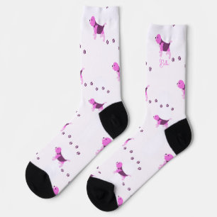 PINK BEAGLE DOG ART PUPPY PAW PRINTS NAME WHITE SOCKS