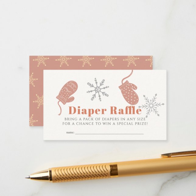 Pink Beanie Boy Baby Shower Diaper Raffle Ticket Enclosure Card (Front/Back In Situ)