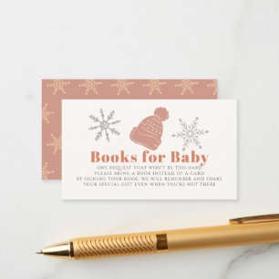 Pink Beanie Girl Baby Shower Book Request Enclosure Card
