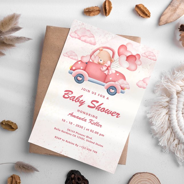 Pink Bear Baby Shower Invitation (Creator Uploaded)