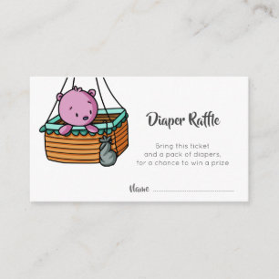 Pink Bear Basket Diaper Raffle Ticket Enclosure Card