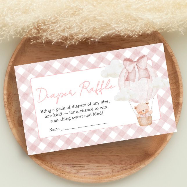 Pink Bear Bearly Wait Baby Shower Diaper Raffle Enclosure Card (Bearly Wait Baby Shower Diaper Raffle)