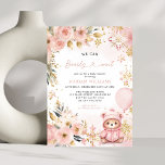 Pink Bear Floral Christmas Winter Girl Baby Shower Invitation<br><div class="desc">Celebrate the upcoming arrival with the Pink Bear Christmas Winter Girl Baby Shower Invitation. Featuring an adorable pink bear surrounded by festive winter details, this invitation sets a cosy and cheerful tone for a holiday-themed baby shower. Perfect for a little girl’s shower, it combines seasonal charm with a touch of...</div>