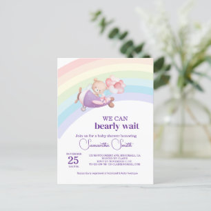 Pink Bear Pastel Airplane Balloon Postcard