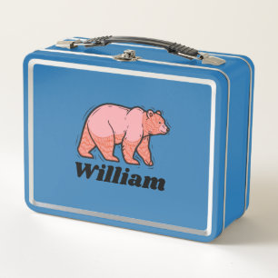 Pink Bear Pop Art Metal Lunch Box