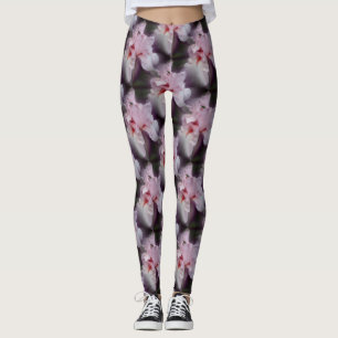 Pink Bearded Iris Flower Pattern Leggings
