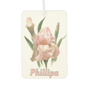 Pink Bearded Iris Flower Personalised Car Air Freshener