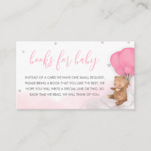 Pink Bearly Wait Baby Shower Books for Baby Enclosure Card