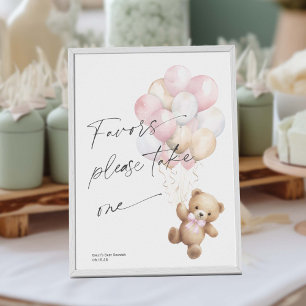 Pink Bearly Wait, Cute Baby girl Shower favour sig Poster