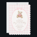 Pink Beary First Birthday Invitation<br><div class="desc">Celebrate your little one’s first birthday with this adorable pink teddy bear invitation featuring soft blush tones and modern typography. Perfect for a girly “bearly first " theme party. Easily personalise with your child’s name and party details — and don’t forget to explore the full matching collection for more coordinating...</div>