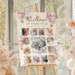 Pink Beary First Birthday Photo Timeline Poster<br><div class="desc">Celebrate the first 12 months of your little one with this first birthday photo milestone sign. Customise the sign with your baby's 12 month photo milestones. To add text to the design simply select the "Customise It" button above for more advanced customisation features.</div>