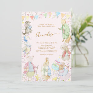 Pink Beatrix Potter Peter the Rabbit Baby Shower Invitation