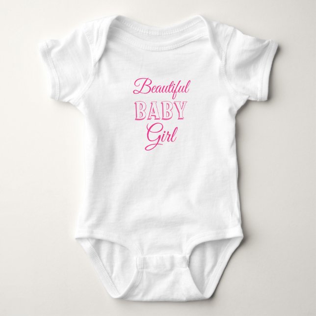 Pink Beautiful Baby Girl Bodysuit (Front)