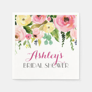 Pink Beautiful Floral Napkins yellow