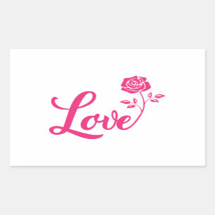 Pink Beautiful Rose Love Rectangular Sticker