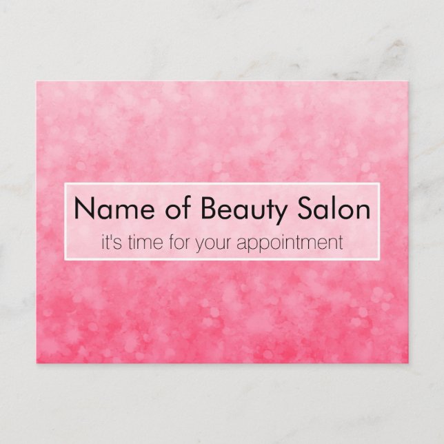 Pink Beauty Appointment Reminder Postcard (Front)