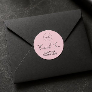 Pink Beauty Logo Customer Thank You Classic Round Sticker