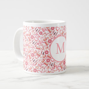 Pink Beauty & Makeup Seamless Pattern Girly Large Coffee Mug